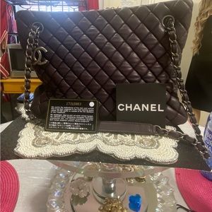 New Chanel Plum Small Shopping Quilted leather Tote Crossbody